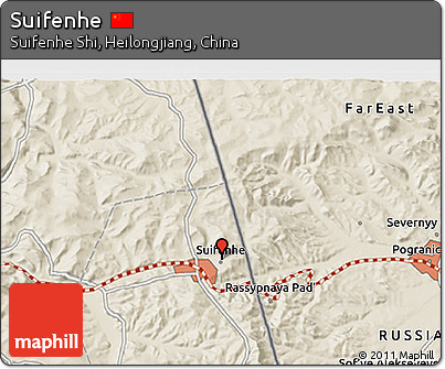 Shaded Relief 3D Map of Suifenhe