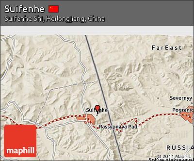 Shaded Relief 3D Map of Suifenhe