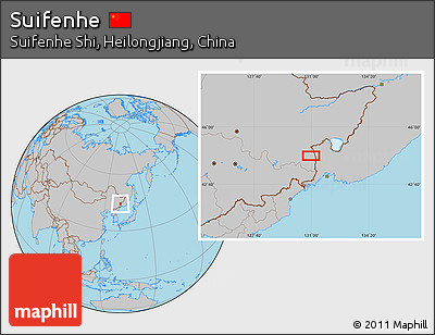 Gray Location Map of Suifenhe