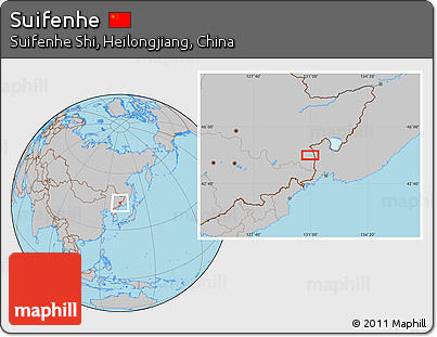 Gray Location Map of Suifenhe