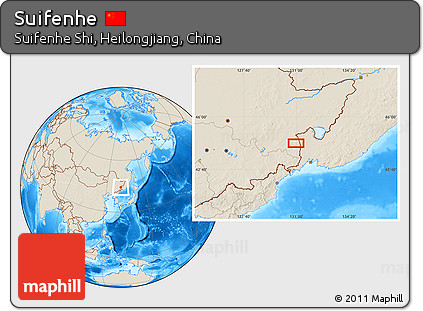 Shaded Relief Location Map of Suifenhe