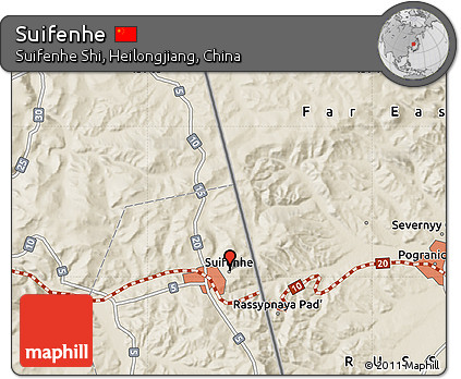 Shaded Relief Map of Suifenhe