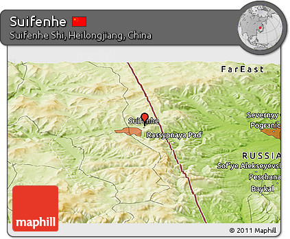 Physical Panoramic Map of Suifenhe