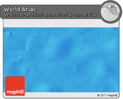 Shaded Relief 3D Map of the Area around 44° 19' 14" N, 134° 13' 29" W