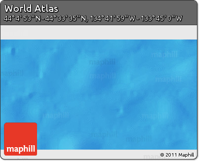 Shaded Relief 3D Map of the Area around 44° 19' 14" N, 134° 13' 29" W