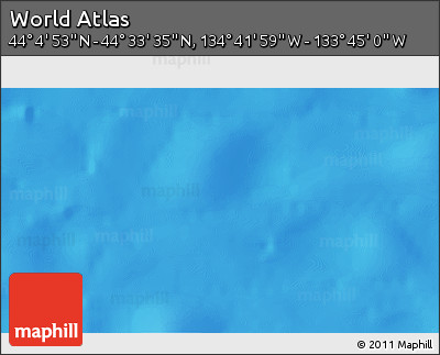 Shaded Relief 3D Map of the Area around 44° 19' 14" N, 134° 13' 29" W