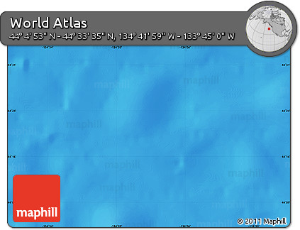 Physical Map of the Area around 44° 19' 14" N, 134° 13' 29" W