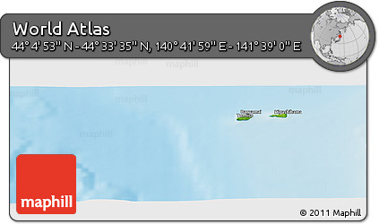 Physical Panoramic Map of the Area around 44° 19' 14" N, 141° 10' 30" E