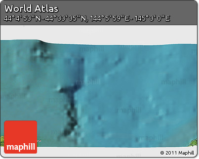 Satellite 3D Map of the Area around 44° 19' 14" N, 144° 34' 29" E