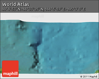 Satellite 3D Map of the Area around 44° 19' 14" N, 144° 34' 29" E
