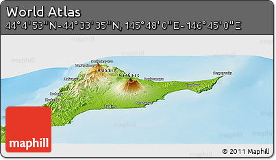 Physical Panoramic Map of the Area around 44° 19' 14" N, 146° 16' 30" E