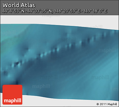 Satellite 3D Map of the Area around 44° 19' 14" N, 148° 49' 29" E