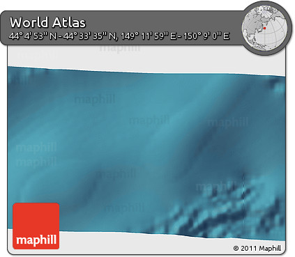 Satellite 3D Map of the Area around 44° 19' 14" N, 149° 40' 30" E