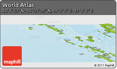 Physical Panoramic Map of the Area around 44° 19' 14" N, 14° 31' 30" E