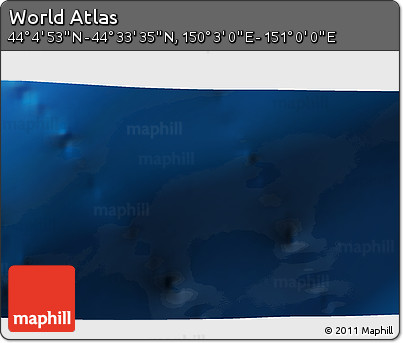Physical 3D Map of the Area around 44° 19' 14" N, 150° 31' 30" E