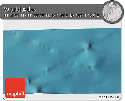 Satellite 3D Map of the Area around 44° 19' 14" N, 152° 13' 29" E