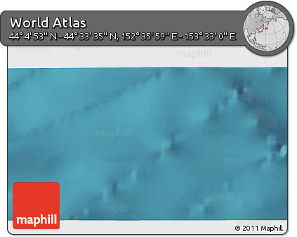 Satellite 3D Map of the Area around 44° 19' 14" N, 153° 4' 29" E