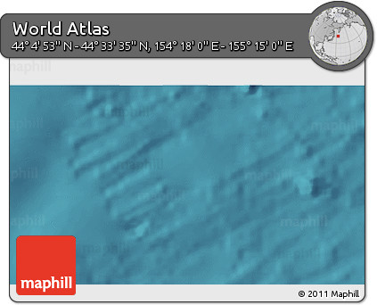Satellite 3D Map of the Area around 44° 19' 14" N, 154° 46' 30" E