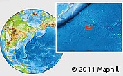 Physical Location Map of the area around 44° 19' 14" N, 157° 19' 29" E