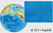 Physical Location Map of the area around 44° 19' 14" N, 157° 10' 30" W