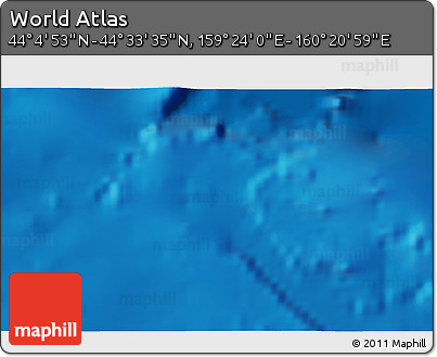 Physical 3D Map of the Area around 44° 19' 14" N, 159° 52' 30" E