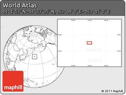 Blank Location Map of the Area around 44° 19' 14" N, 163° 16' 30" E