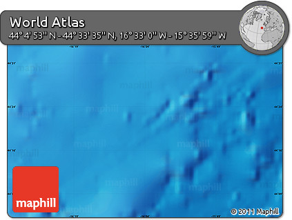 Physical Map of the Area around 44° 19' 14" N, 16° 4' 29" W