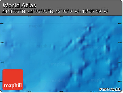 Physical Map of the Area around 44° 19' 14" N, 16° 4' 29" W