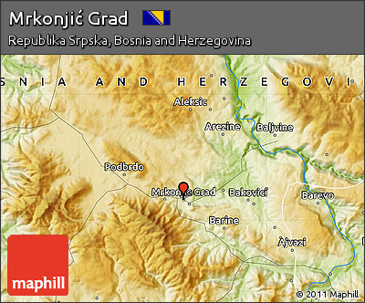 Physical Map of Mrkonjić Grad