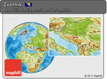 Physical Location Map of Zvornik