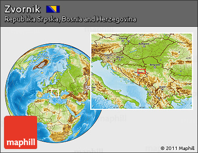 Physical Location Map of Zvornik
