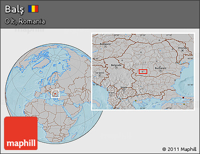 Gray Location Map of Balş, hill shading