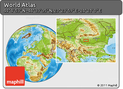 Physical Location Map of the Area around 44° 19' 14" N, 23° 52' 30" E