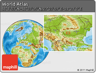 Physical Location Map of the Area around 44° 19' 14" N, 23° 52' 30" E