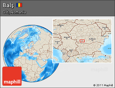 Shaded Relief Location Map of Balş