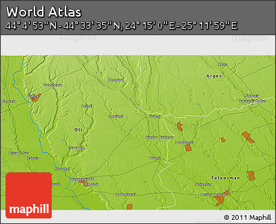 Physical 3D Map of the Area around 44° 19' 14" N, 24° 43' 30" E