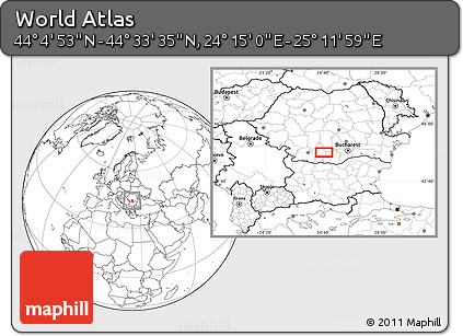 Blank Location Map of the Area around 44° 19' 14" N, 24° 43' 30" E