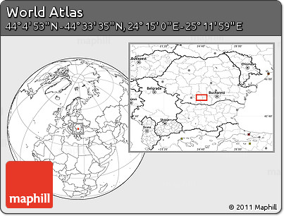 Blank Location Map of the Area around 44° 19' 14" N, 24° 43' 30" E