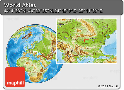 Physical Location Map of the Area around 44° 19' 14" N, 24° 43' 30" E