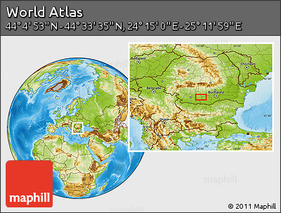 Physical Location Map of the Area around 44° 19' 14" N, 24° 43' 30" E