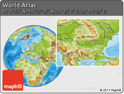 Physical Location Map of the Area around 44° 19' 14" N, 24° 43' 30" E
