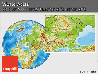 Physical Location Map of the Area around 44° 19' 14" N, 26° 25' 29" E