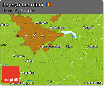 Physical Map of Popeşti-Leordeni