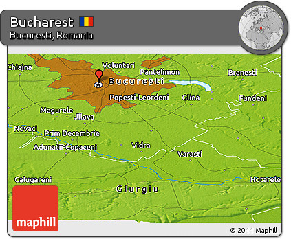Physical Panoramic Map of Bucharest