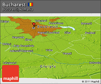 Physical Panoramic Map of Bucharest
