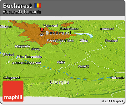 Physical Panoramic Map of Bucharest