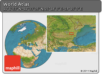 Satellite Location Map of the Area around 44° 19' 14" N, 27° 16' 29" E