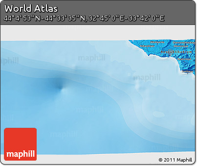Political 3D Map of the Area around 44° 19' 14" N, 33° 13' 30" E