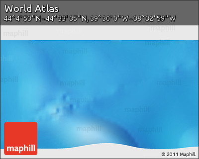 Shaded Relief 3D Map of the Area around 44° 19' 14" N, 39° 1' 29" W