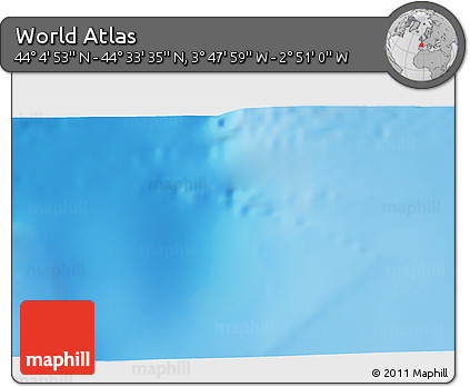 Physical 3D Map of the Area around 44° 19' 14" N, 3° 19' 30" W